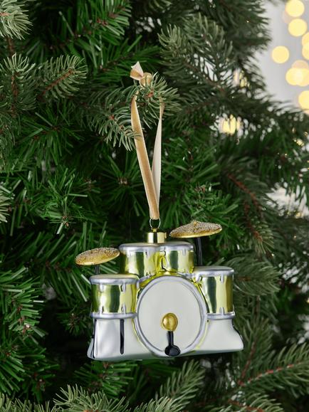 John Lewis The Connoisseur Drum Kit Bauble, Gold - view 2, Gold