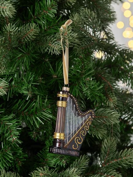 John Lewis The Connoisseur Harp Bauble, Gold - view 2, Gold