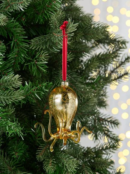 John Lewis The Curator Octopus Bauble, Gold - view 2, Gold