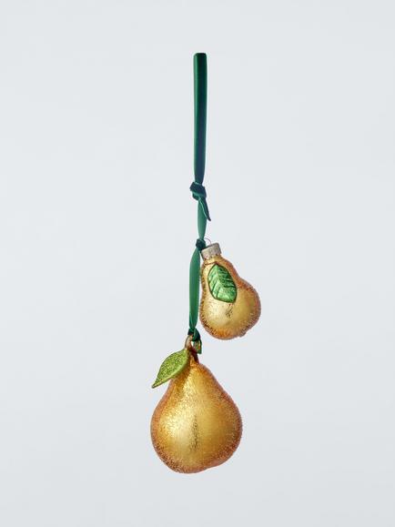 John Lewis The Curator Pear Duo Bauble, Gold, Gold