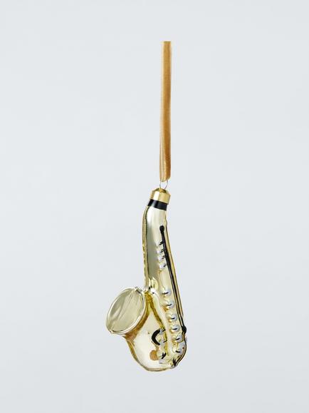 John Lewis The Connoisseur Saxophone Bauble, Gold, Gold