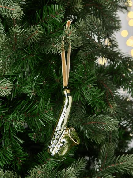 John Lewis The Connoisseur Saxophone Bauble, Gold - view 2, Gold