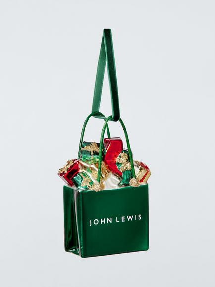 John Lewis Curate & Collect John Lewis Shopping Bag Bauble, Multi, Green