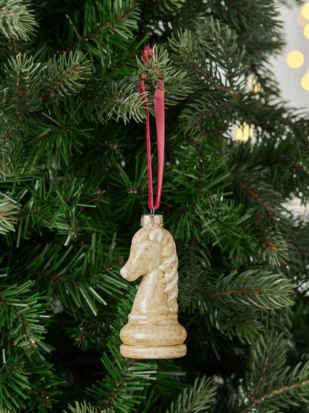 John Lewis The Curator Chess Knight Bauble, Cream - view 2, Cream