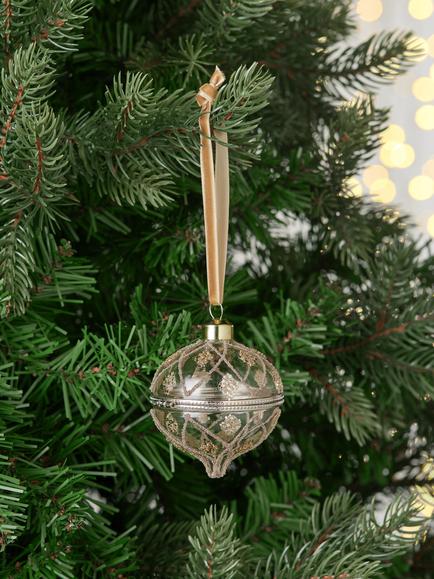 John Lewis The Connoisseur Onion Bauble Clear/Silver - view 2, Clear/Silver