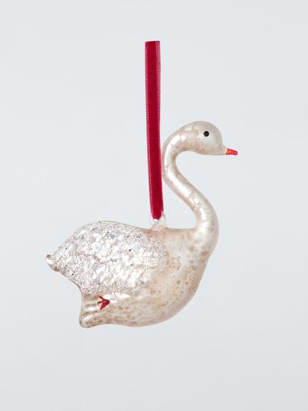 John Lewis The Curator Swan Bauble, Silver, Silver