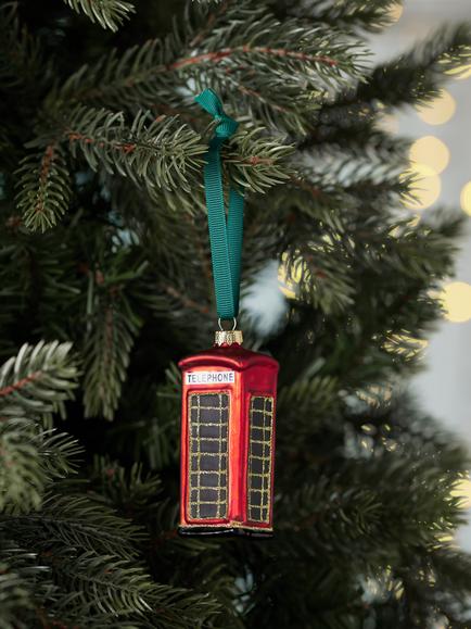 John Lewis Curate & Collect Telephone Box Bauble, Red - view 2, Red