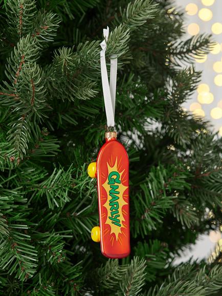 John Lewis The Enthusiast Gnarley Skateboard Christmas Tree Bauble, Red - view 2, Multi