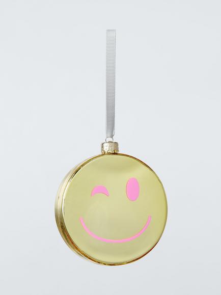 John Lewis The Enthusiast Smiley Face Bauble, Gold, Gold