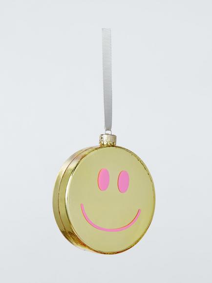 John Lewis The Enthusiast Smiley Face Bauble, Gold - view 2, Gold