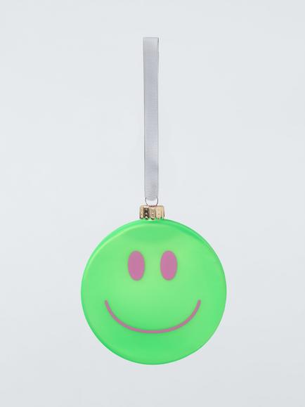 John Lewis The Enthusiast Smiley Face Bauble, Green/Gold, Green/Gold