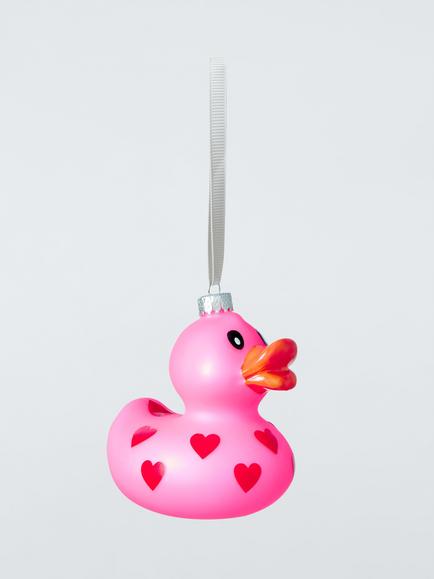 John Lewis The Enthusiast Heart Duck Bauble, Neon Pink, Neon Pink