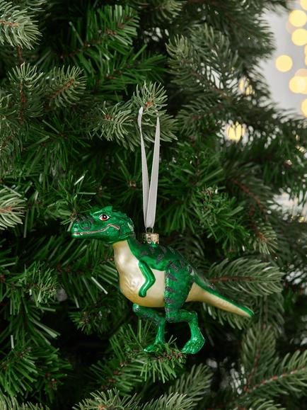 John Lewis The Enthusiast Tyrannosaurus Bauble, Green - view 2, Multi