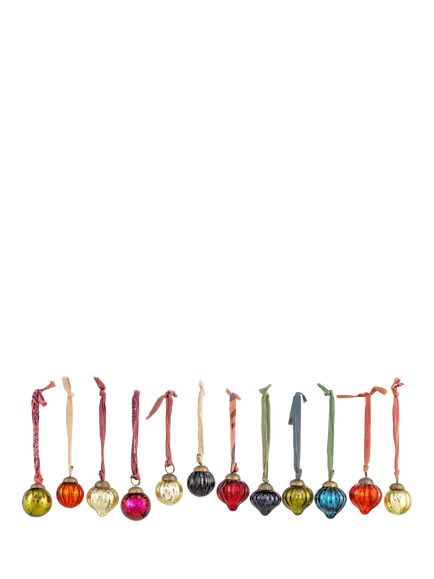 nkuku Dew Drop Baubles, Pack of 12, Multi, Multi