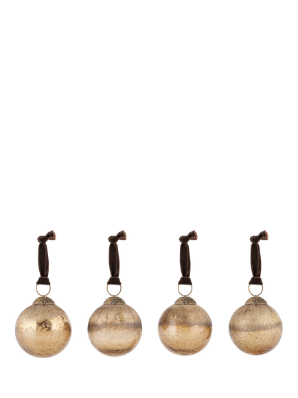 nkuku Konara Crackle Baubles, Pack of 4, Gold, Gold