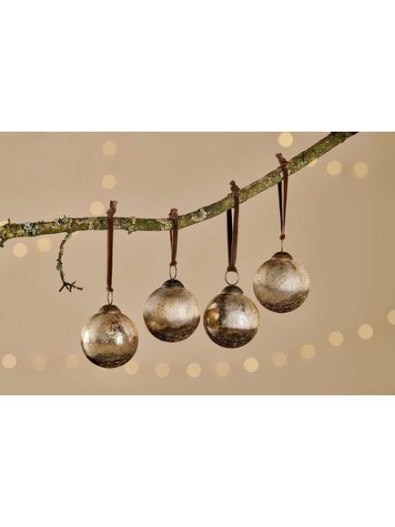 nkuku Konara Crackle Baubles, Pack of 4, Gold - view 2, Gold