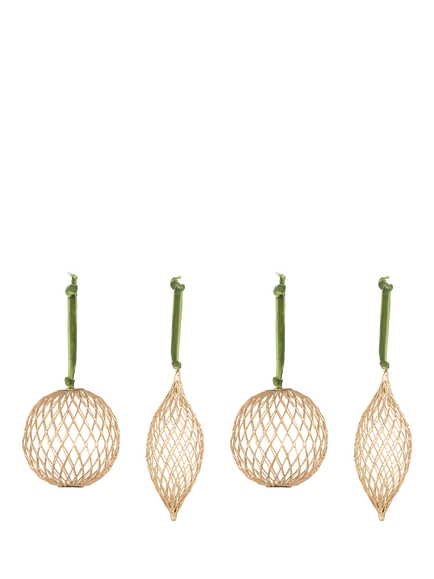 nkuku Nirav Brass Wire Baubles, Pack of 4, Gold, Brass