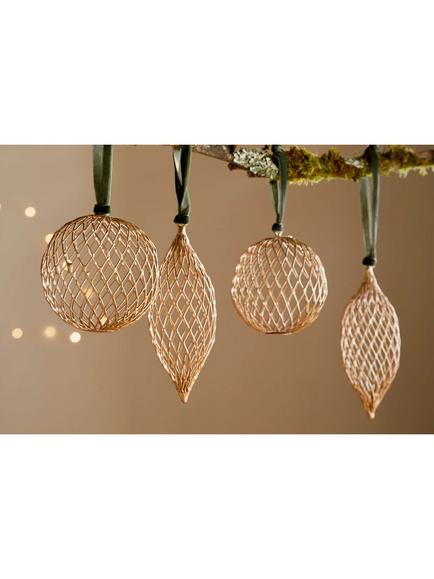 nkuku Nirav Brass Wire Baubles, Pack of 4, Gold - view 2, Brass
