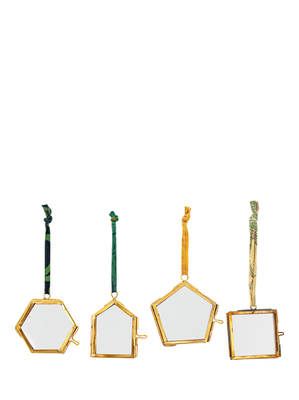 nkuku Kiko Brass Frame Tree Decorations, Pack of 4, Gold, Gold