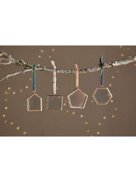 nkuku Kiko Brass Frame Tree Decorations, Pack of 4, Gold - view 2, Gold