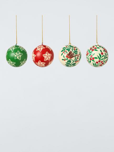 John Lewis Paper Mache Star/Berry Baubles, Set of 4, Multi, Multi