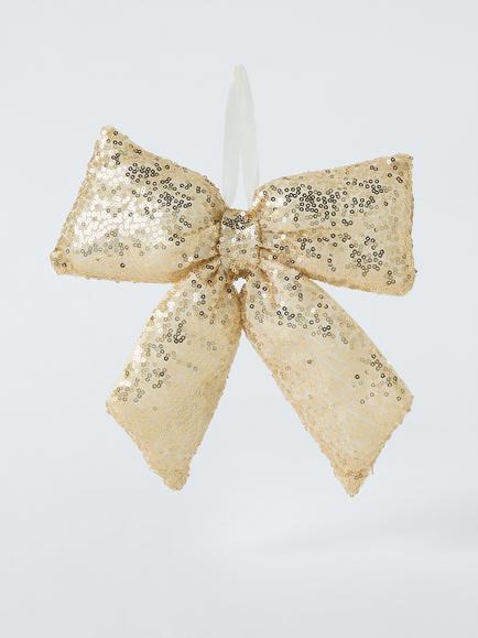 John Lewis Sequin Bow, Gold, 30cm, Gold