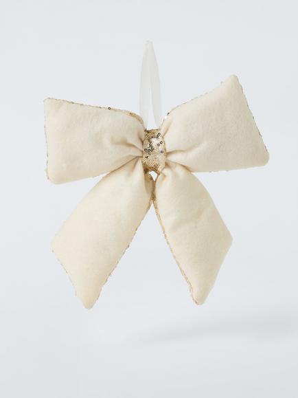 John Lewis Sequin Bow, Gold, 30cm - view 2, Gold