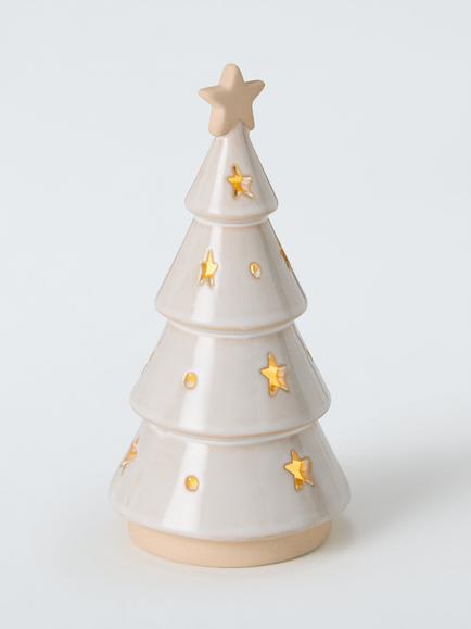 John Lewis LED Ceramic Christmas Tree, H21.4cm, Green