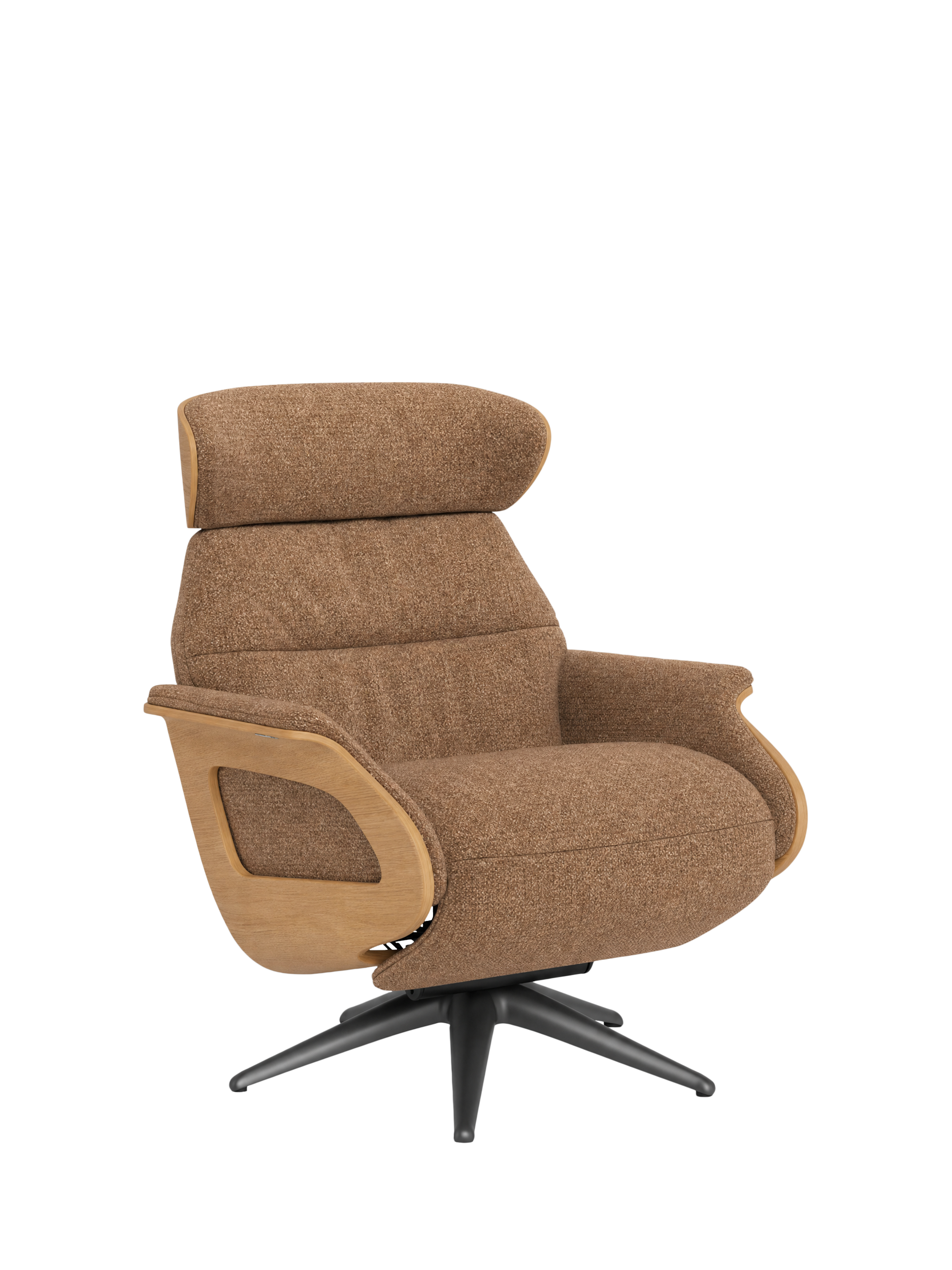Clement Range, Flexlux Clement Relax Recliner Chair with Integrated Footrest, Walnut Frame, Black Leg, Amalfi Beige