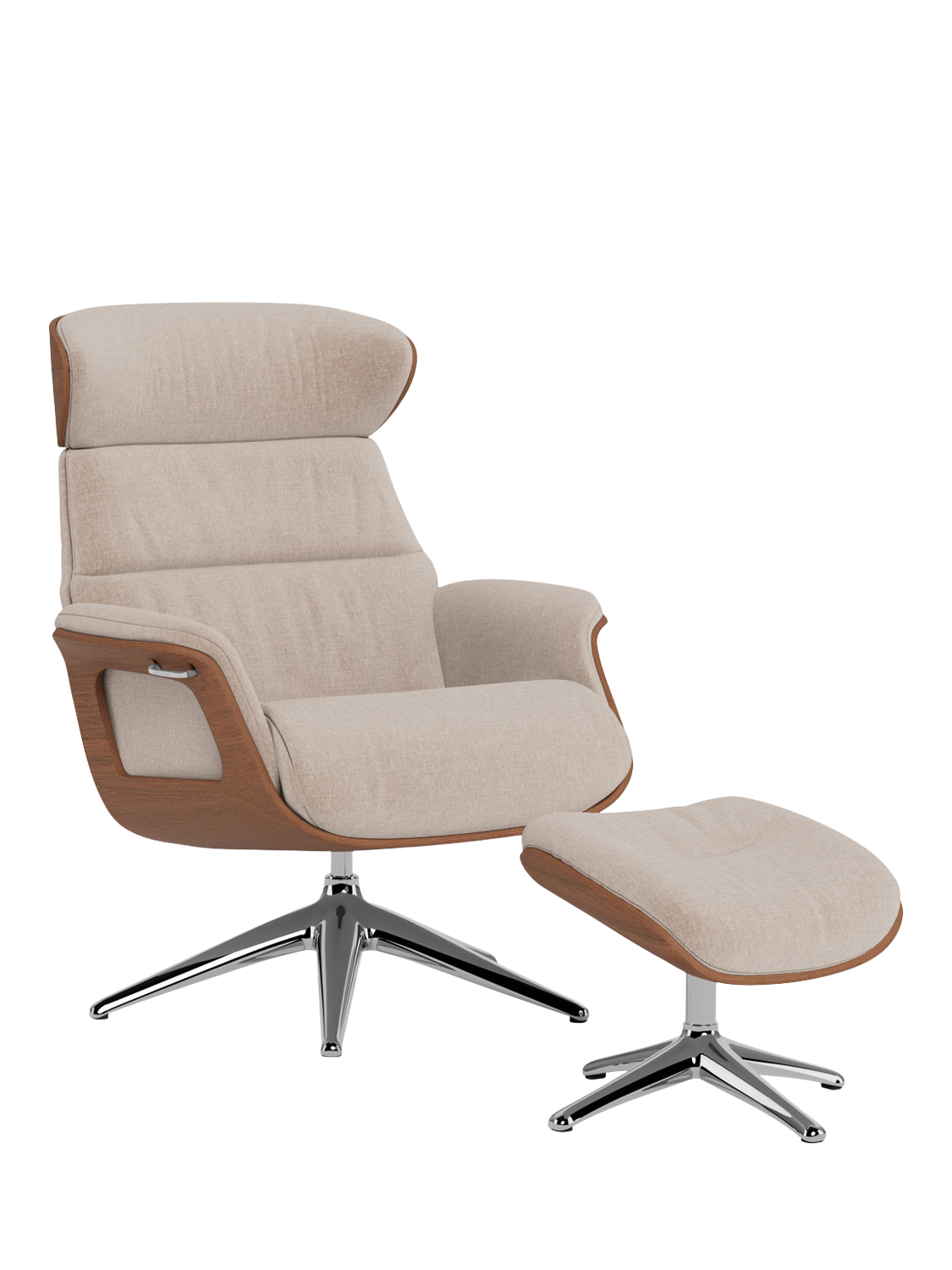 Clement Range, Flexlux Clement Relax Recliner Chair and Footstool, Oak Frame, Amalfi Beige