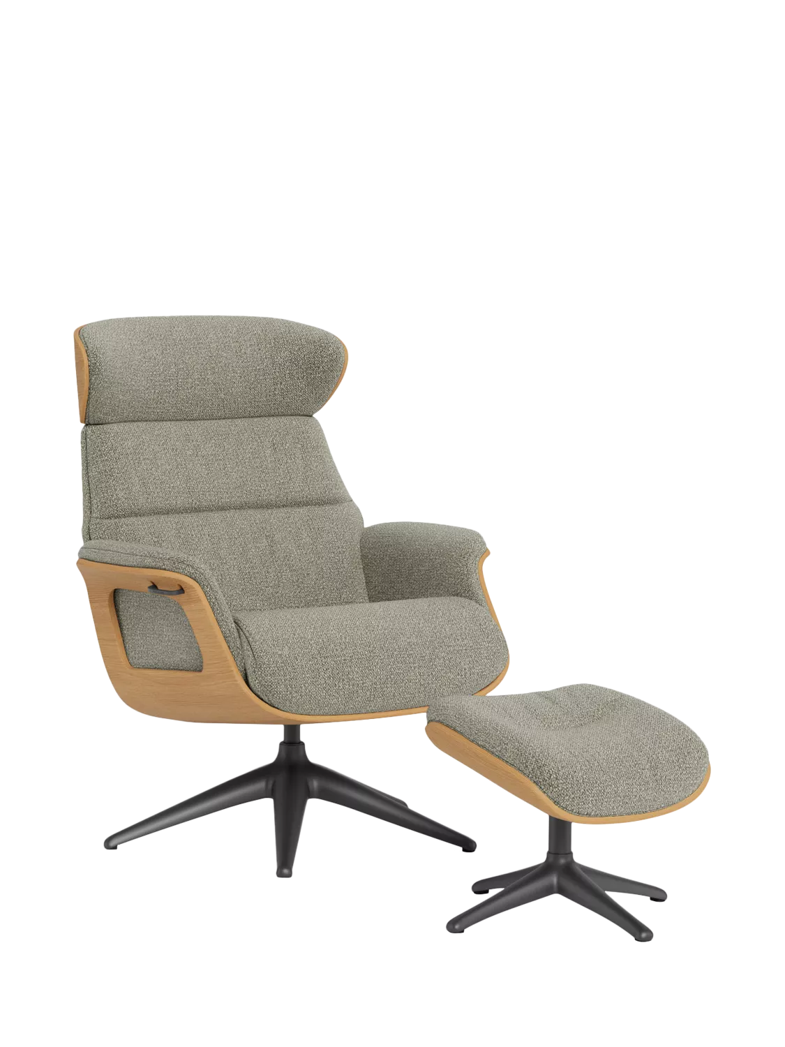 Flexlux Clement Relax Recliner Chair and Footstool, Oak Frame