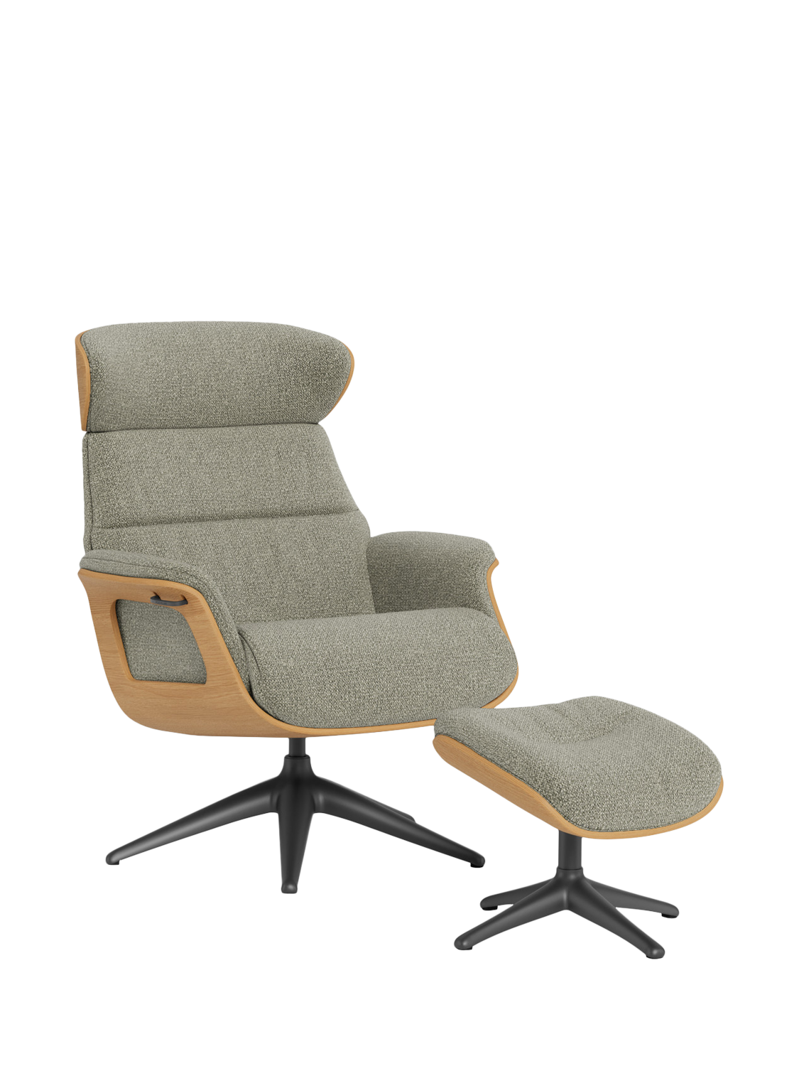Clement Range, Flexlux Clement Relax Recliner Chair and Footstool, Oak Frame, Amalfi Light Green