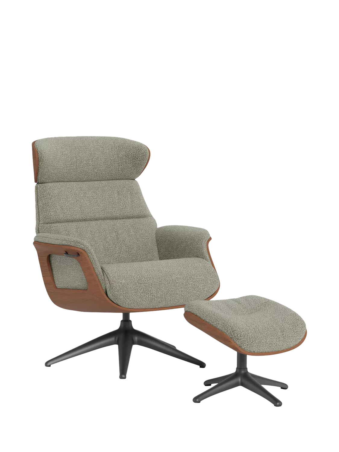Flexlux Clement Relax Recliner Chair & Footstool, Walnut Frame, Black Leg
