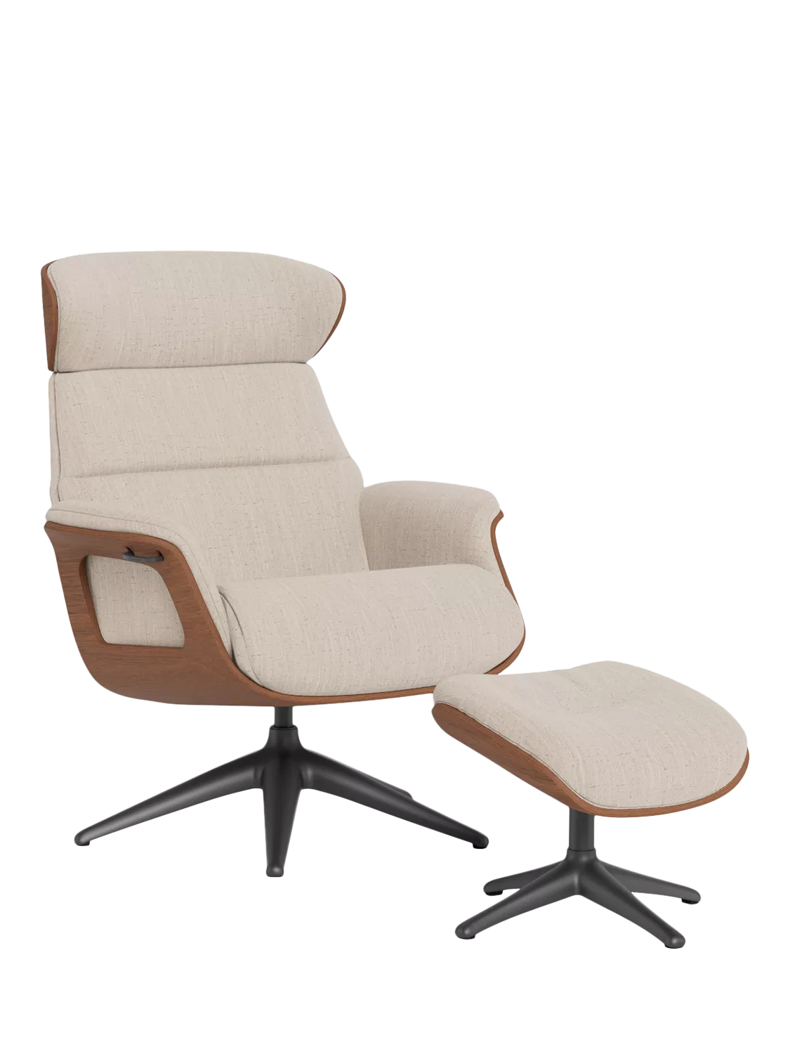 Flexlux Clement Relax Recliner Chair & Footstool, Walnut Frame, Black Leg