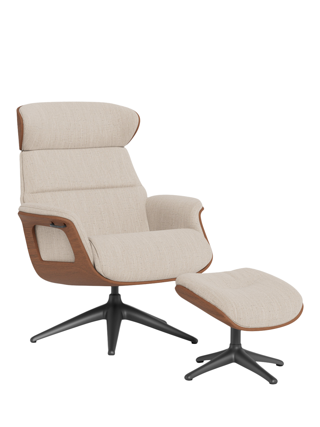 Clement Range, Flexlux Clement Relax Recliner Chair & Footstool, Walnut Frame, Brescia Sandy Beige