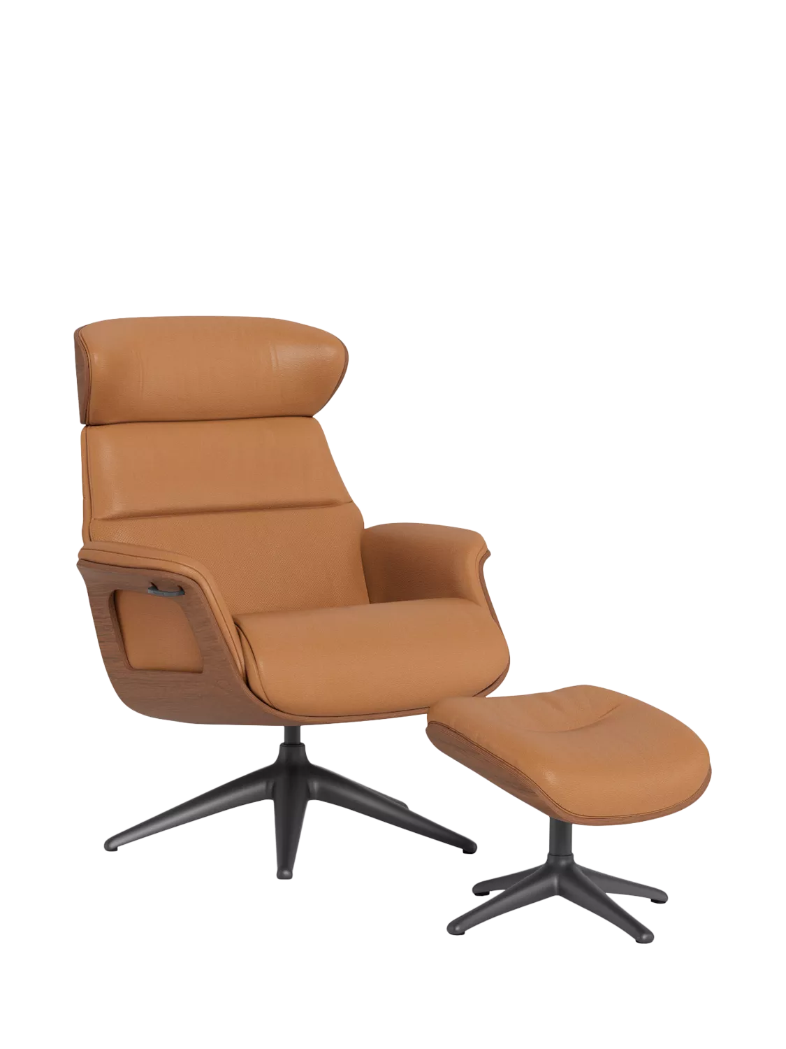 Flexlux Clement Relax Recliner Chair & Footstool, Walnut Frame, Black Leg