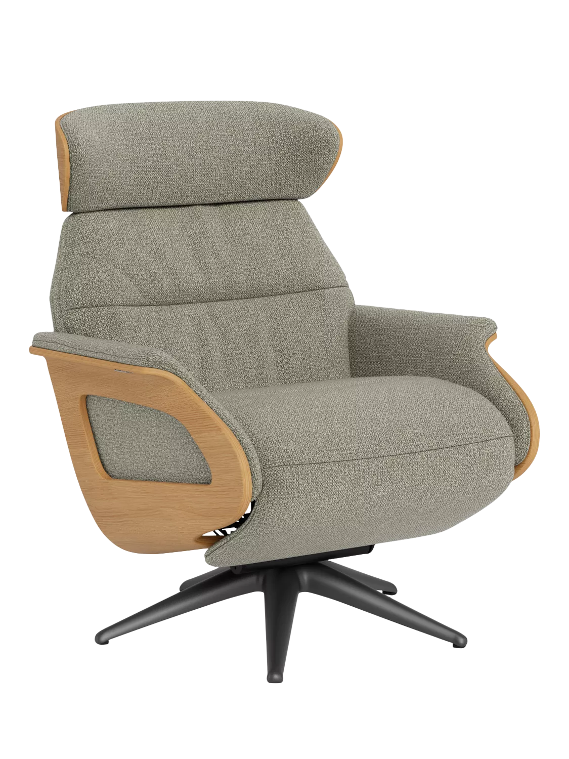 Flexlux Clement Relax Recliner Chair with Integrated Footrest, Oak Frame, Black Leg