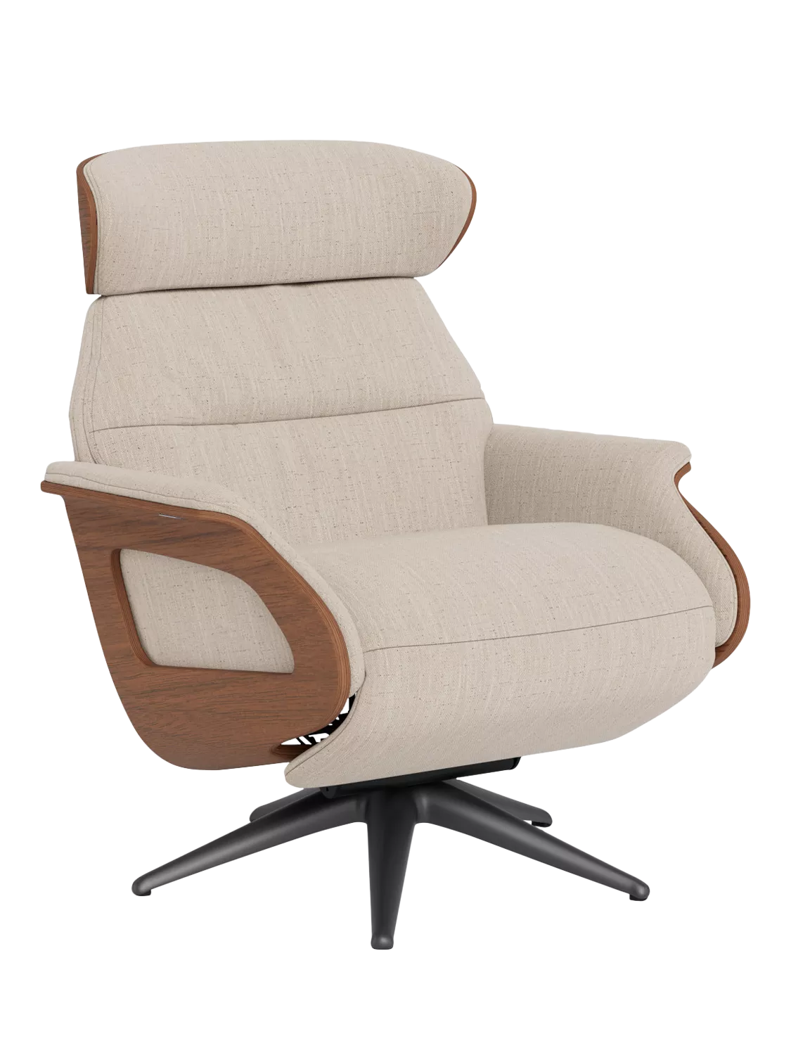 Flexlux Clement Relax Recliner Chair with Integrated Footrest, Walnut Frame, Black Leg