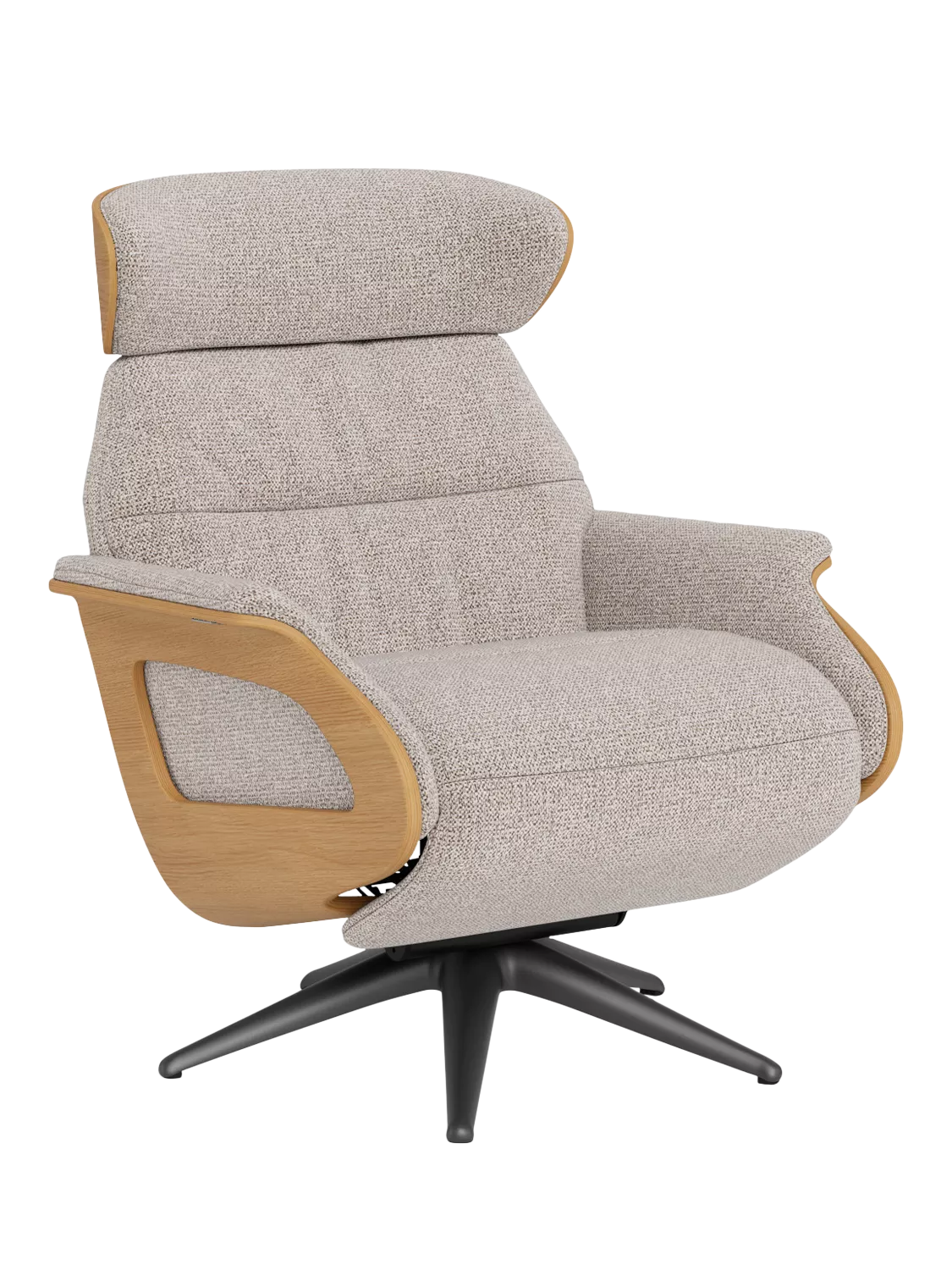 Flexlux Clement Relax Recliner Chair with Integrated Footrest, Black Leg, Amalfi Beige