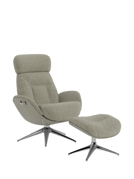Flexlux Elegant Relax Recliner Chair & Footstool, Polished Aluminium Leg, Amalfi Light Green
