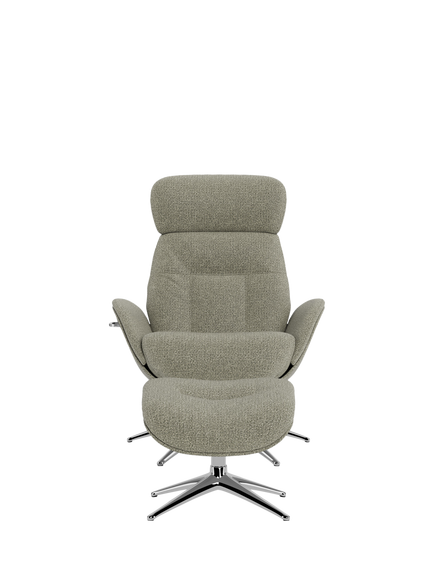Flexlux Elegant Relax Recliner Chair & Footstool, Polished Aluminium Leg - view 2, Amalfi Light Green