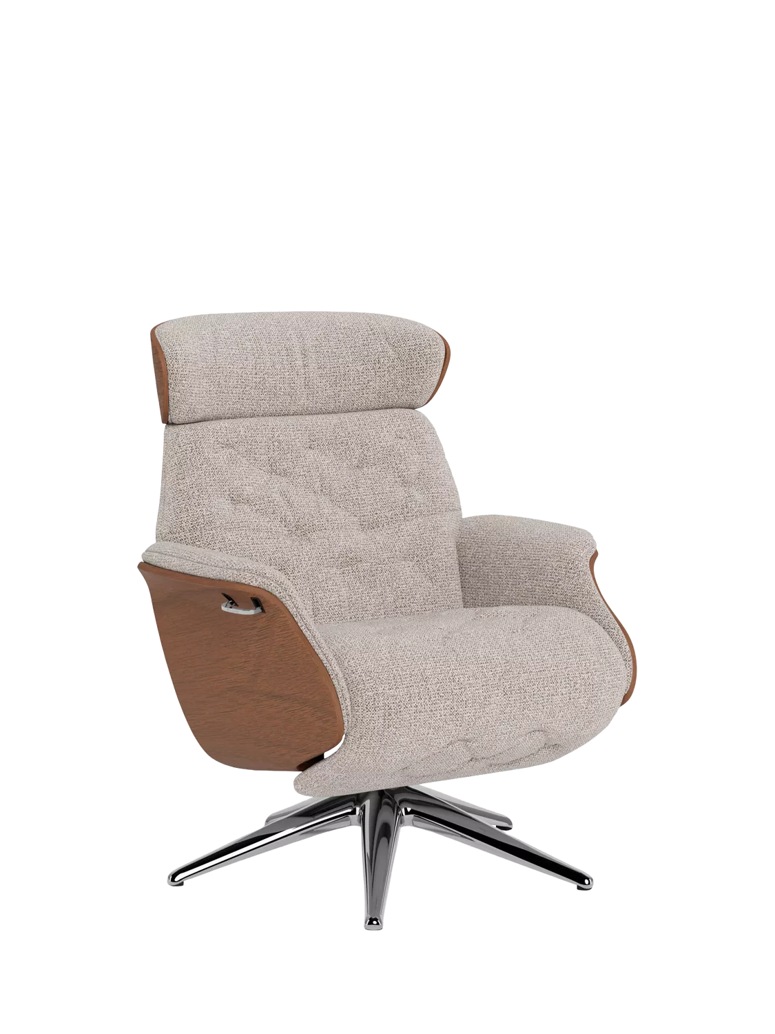 Flexlux Volden Relax Recliner Chair with Integrated Footrest, Walnut Frame, Polished Aluminium Leg