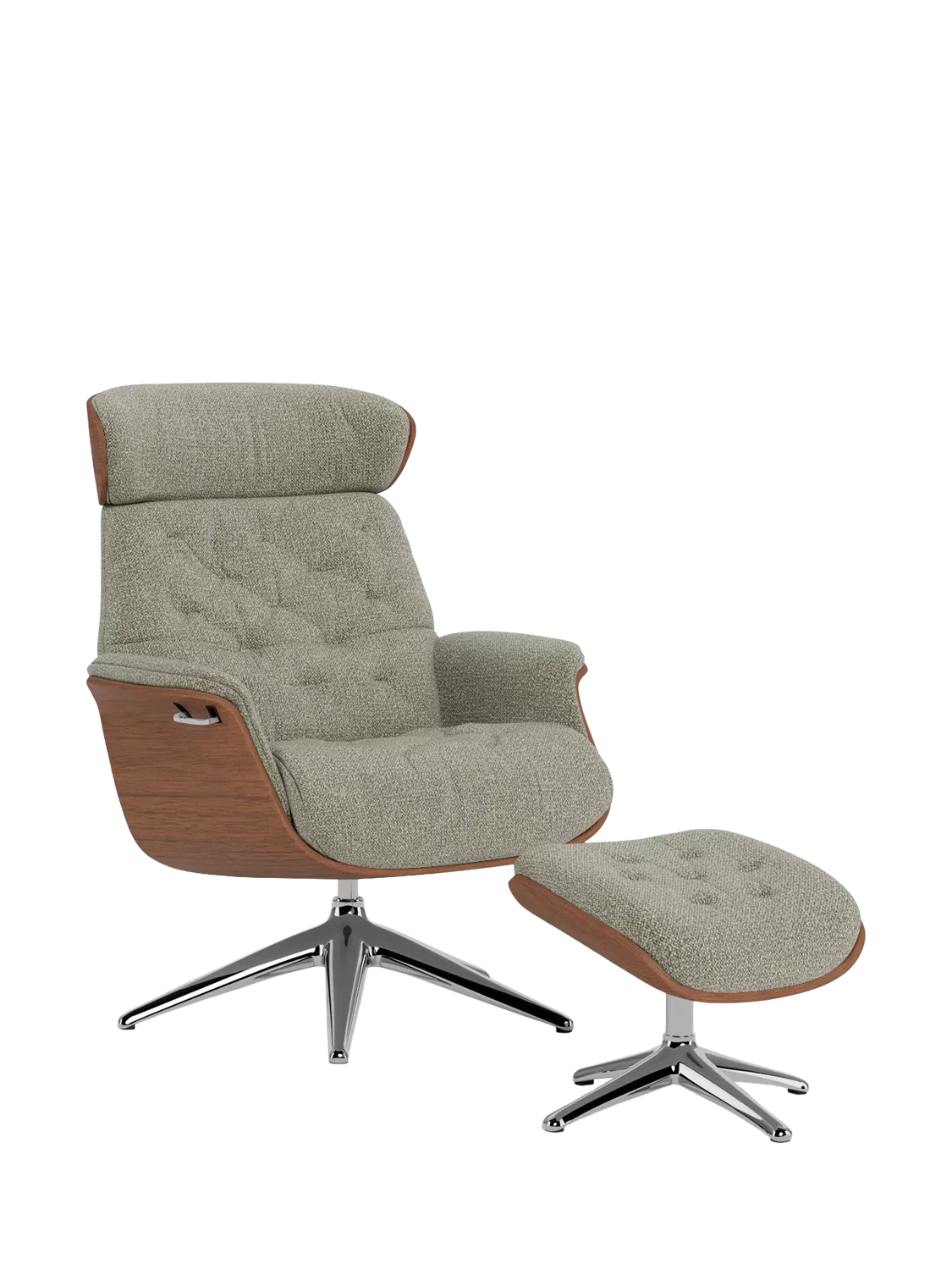 Flexlux Volden Relax Recliner Chair with Integrated Footrest, Walnut Frame, Polished Aluminium Leg