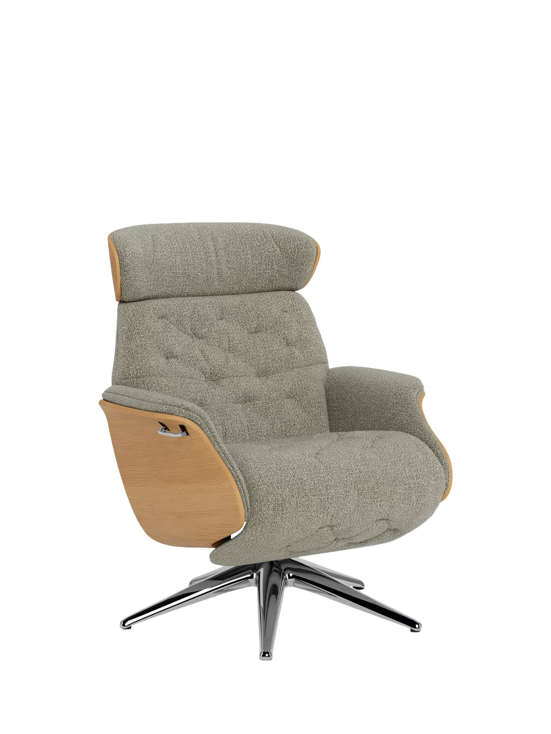 Flexlux Volden Relax Recliner Chair with Integrated Footrest, Oak Frame, Polished Aluminium Leg