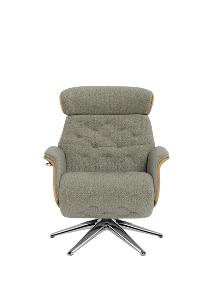 Flexlux Volden Relax Recliner Chair with Integrated Footrest, Oak Frame, Polished Aluminium Leg - view 2, Amalfi Light Green