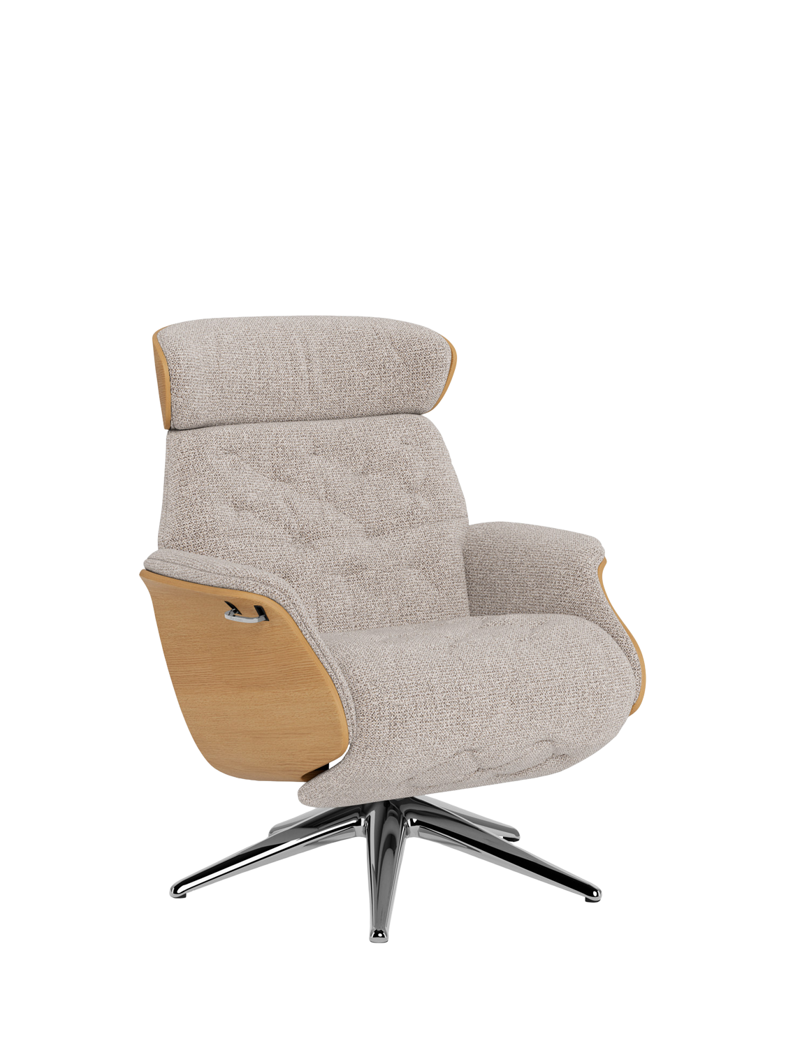 Volden Range, Flexlux Volden Relax Recliner Chair with Integrated Footrest, Oak Frame, Polished Aluminium Leg, Amalfi Beige
