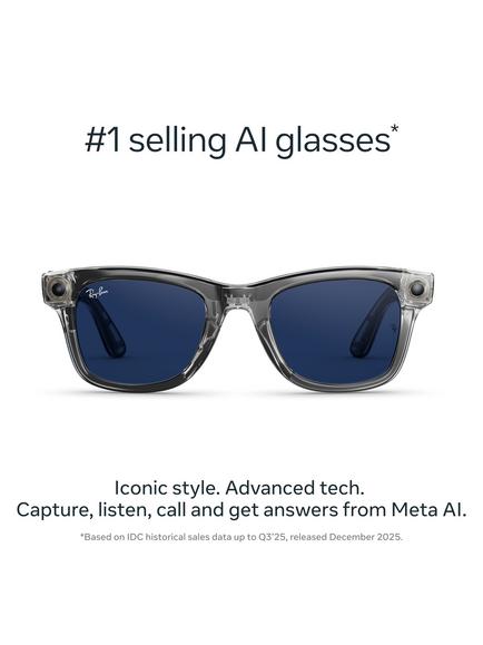 Meta Ray-Ban Meta Wayfarer (Gen 2) Glasses, Gray, Clear to Sapphire Transitions Lens - view 2, Gray/Sapphire