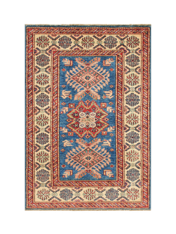 Gooch Oriental Supreme Kazak Pure Wool Rug, Blue, L119 x W83 cm, Blue