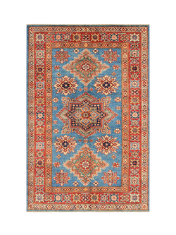 Gooch Oriental Supreme Kazak Pure Wool Rug, Blue, L151 x W101 cm, Blue