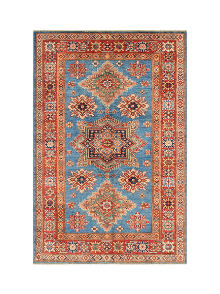Gooch Oriental Supreme Kazak Pure Wool Rug, Blue, L151 x W101 cm, Blue